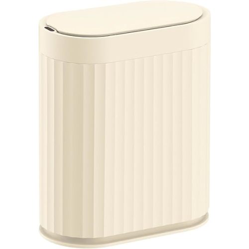 ELPHECO 2 Gallon Sensor Trash Can - 7.5L Waterproof Motion Sensor Trash Can, Automatic Bathroom Trash Bin, Slim Garbage Can, Bathroom, Office, Bedroom, Beige
