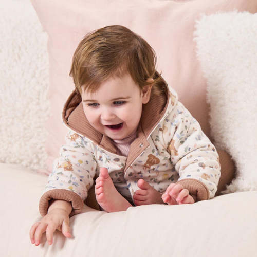 Bear Print Reversible Hooded Jacket Honey Bear Print / Newborn