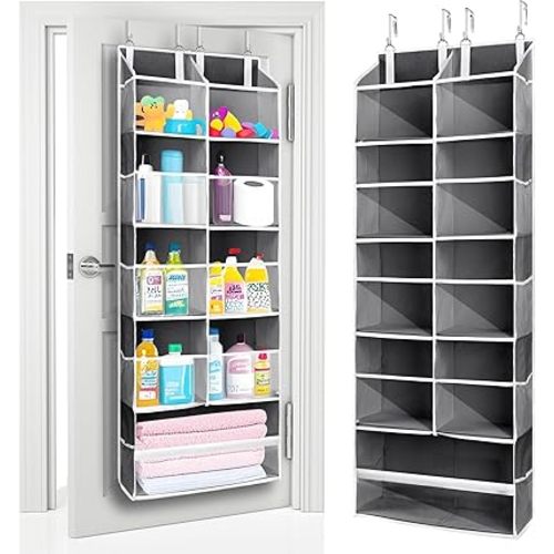ULG Over the Door Organizer, 5-Tier Extra Large Hanging Storage with 10 Mesh Pockets, 100 lbs Capacity, Heavy Duty Door Organizer for Closet, Bedroom,Grey