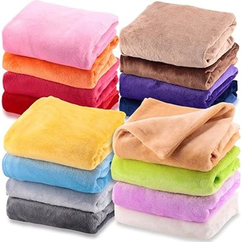 Kinlop 16 Pcs Flannel Blanket Flannel Stroller Soft and Warm Newborn Nursery Bed Blankets Blanket for Newborn Infant, Travel, 16 Colors (20 x 28 Inch)