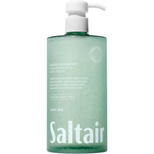 Saltair Hyaluronic Acid Body Serum – Hydrating Body Lotion for Smoother Looking Skin – Sheer Gel Moisturizer with Sodium Hyaluronate & Red Algae – Fragrance-Free HA Hydrator – 13oz Pump Bottle