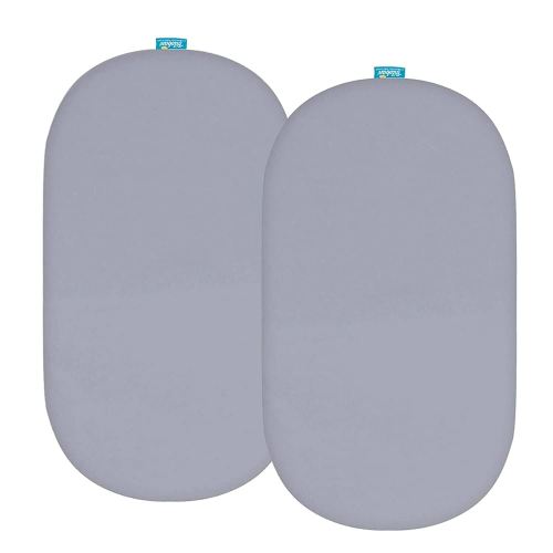Bassinet Sheets Fit for Rectangle, Hourglass or Oval Bassinet Mattress, Universal Fitted Sheet Set for Various Bassinet Mattress Pad, 2 Pack, Ultra Soft Microfiber Sheets, Gray