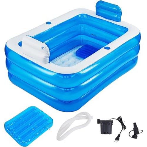 Inflatable Adult Bath Tub 2 Person,Freestanding Blow Up Bathtub with Foldable Portable Feature for Adult Spa,Indoor and Outdoor Universal Folding Pool with Electric Air Pump