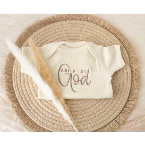 Embroidered Christian Baby Onesie: Child of God Cotton Bodysuit