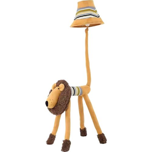 Kids Floor Lamp, Brown Lion Creative Design Modern Floor Lamp for Bedroom, 51 Inch Hand-Stitched Toy Standing Lamp for Living Room, Package Come with an E26 LED Bulb (Brown Lion)