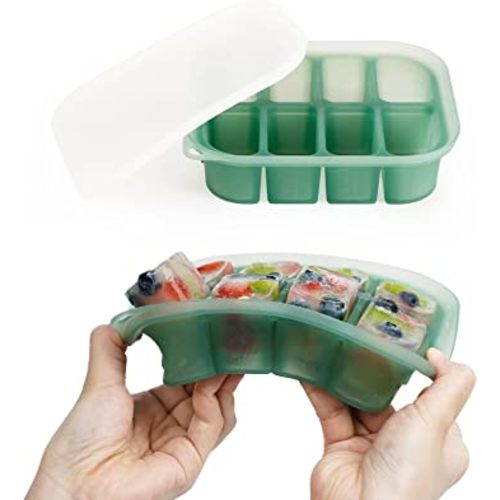 haakaa Silicone Baby Food Freezer Tray with Lid by haakaa - Perfect Storage Container for Homemade Baby Food, Vegetable & Fruit Purees, and Breast Milk, Pea Green