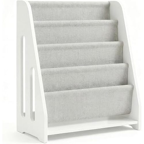 Perugina Wood Kids Bookshelf Fabric 5Tier,White Color