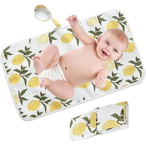 Portable Changing Mat Baby Foldable Travel Changing Mat Infant Urinal Pad 60cm x 35cm Waterproof Nappy Change Mat for Travel Home Outside - KAMHBE (Yellow)