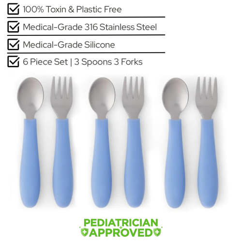 PureBite™ Steel & Silicone Utensil Set | 6 pc – NonToxicToddler