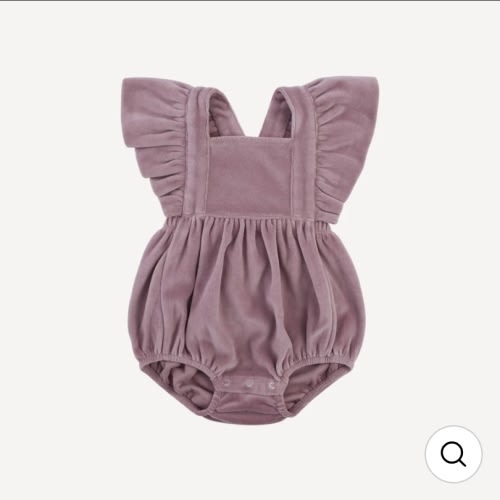 ruffle strap bubble | woodrose | organic cotton velour