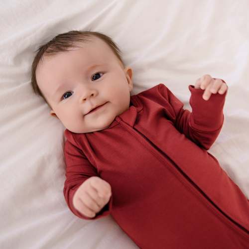 Larkspur Baby | Romper Pajamas | Convertible Footed Romper in Carriage Red