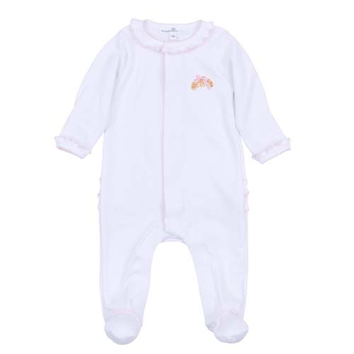 Petit Croissant Embroidered Ruffle Footie