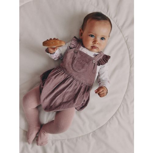 Purple/ White Cord Baby Romper and Long Sleeve Bodysuit and Tights 3 Piece Set (0mths-2yrs)