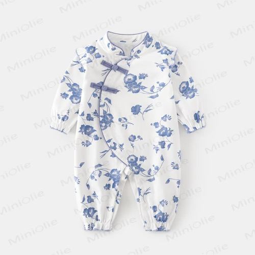 Baby Girl Floral Knot Button Romper
