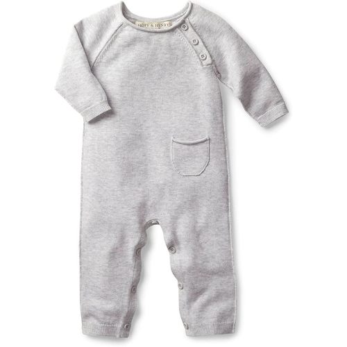 Hope & Henry Baby Baby Organic Raglan Footed Sweater Romper, 3-6 Months, Light Oatmeal Heather