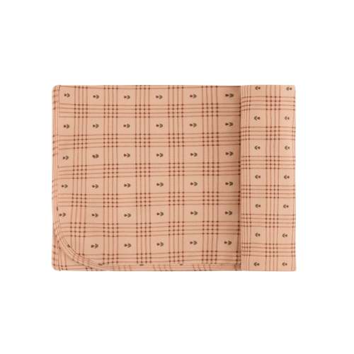 Floral Plaid Blanket - Ivory/Pink