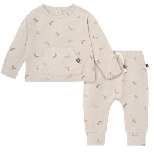 Modern Moments by Gerber Baby Boys' Top and Pant Brushed Hacci Set, Oatmeal Moon, 0-3 Months