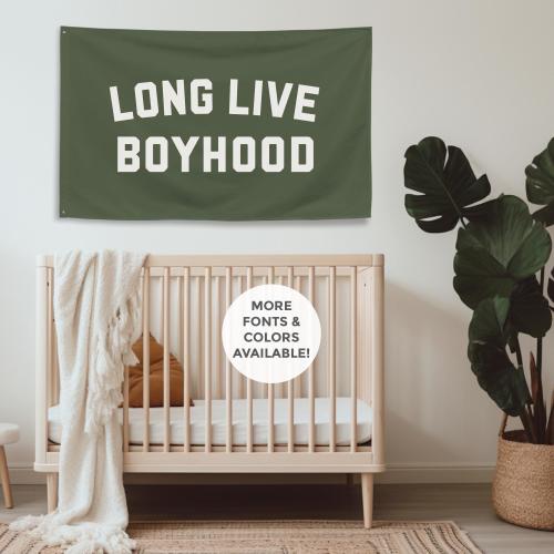 Long Live Boyhood Flag, Boys Room Decor, Kids Wall Art