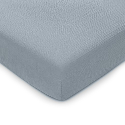 Comfy Cubs Muslin Crib Sheet, 100% Muslin Cotton Crib Sheets for Standard Crib Mattresses (Pacific Blue)