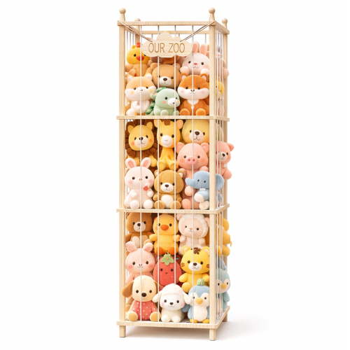 Bel Ark Stuffed Animal Storage & Organizer, Wooden Cute Zoo Toy Storage Holder for Rooms, Playrooms & Bedrooms