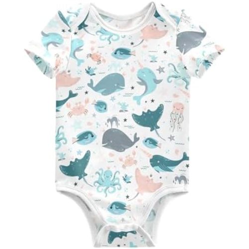 Ollabaky Unisex Baby Bodysuits Short Sleeve Cotton Baby Clothes for Girls 0-24 Months