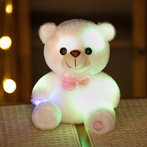 Toy Clearacne for Boys Grils Age 3-6, LED Teddy Bears Stuffed Animals, Cute Glow Bear Plush Toys Creative Colorful Luminous Light Up Doll Gifts for Bedroom, Kids, Baby, Valentine, 8", White