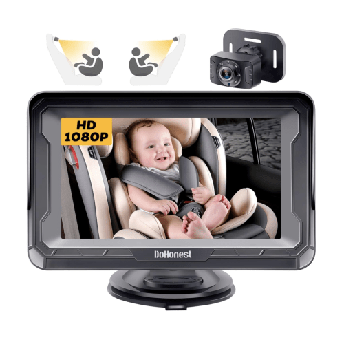 DoHonest Baby Car Camera HD 1080P - Rear-Facing Car Baby Monitor with Night Vision, Adjustable View Angle, Easy Setup, Anti-Glare Display, Safety for Kids & Infants