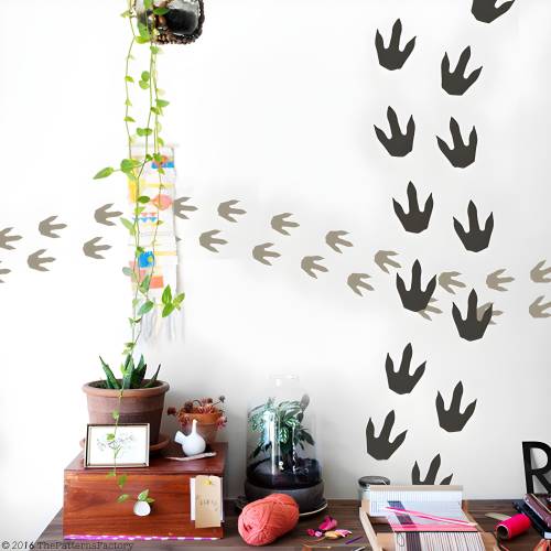 Dinosaur footprint wall decals for kids bedroom, placeable as stickers the way you want / V2