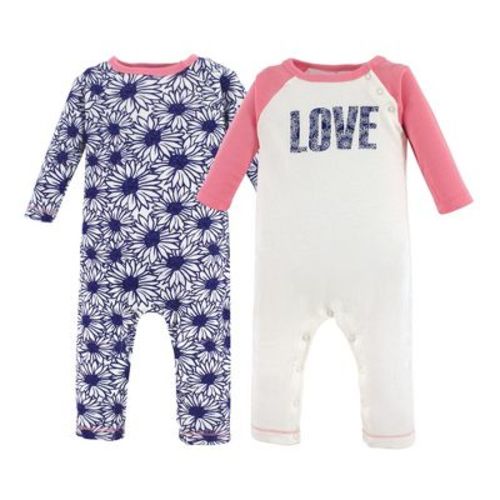 Touched by Nature Baby Girl Organic Cotton Coveralls 2pk, Daisy, 3-6 Months