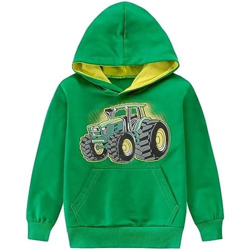 Little Hand Kids Dinosaur Hoodies for Boys Monster Truck Pullover Toddler Tractor Hooded Sweatshirt Active Shirts 2-7 Year