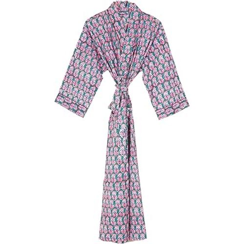 Pure 100% Cotton Robe For Womens Bathrobe Dressing Gown Long sleepwear Free Size Kimono