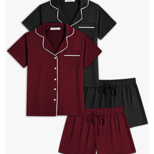 Ekouaer Womens Pajamas Set 2 Pack Button Down Summer Short Sleeve Pjs S-XXL