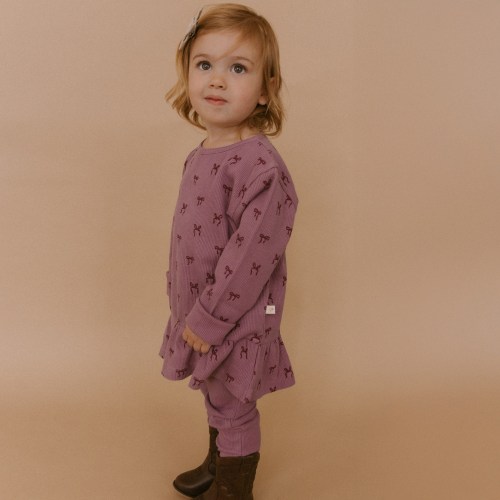 Organic Peplum Top & Leggings Set - Bows