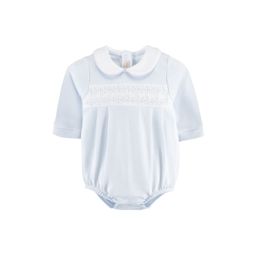 Collared Smocked Long Sleeve Bubble