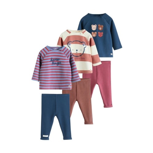 6-Pack Assorted Long Sleeve Cotton T-Shirts & Leggings Set