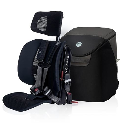 WAYB Pico Travel Car Seat with Premium Carrying Bag- Lightweight, Portable, Foldable - Perfect for Airplanes, Rideshares, and Road Trips - Forward Facing for Kids 26.5–50 lbs and 33.5–45"