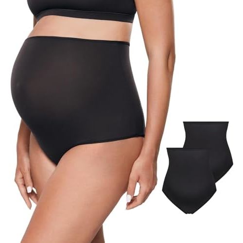 INLYRIC Women's Inbarely Soft Maternity Underwear - Over Bump High Waist Briefs Soft Full Coverage Pregnancy Panties Pack