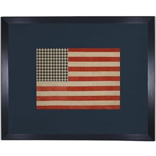 Preppy American Flag Framed Canvas Wall Art Fourth of July USA Flag Art Print Rustic Americana Wall Decor for Bedroom Livingroom Black frame16W x 12L