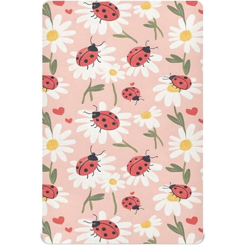 Ladybugs and Daisies Fitted Crib Sheets Soft Crib Sheet Fits Standard Crib & Toddler Bed Mattress - 28 x 52 inches