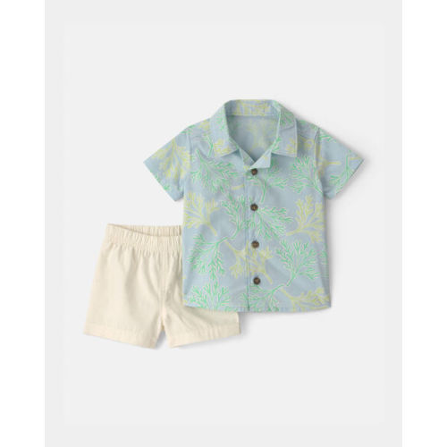Baby Boy 2-Piece Coral Top & Short Set - Blue/Ivory | Carter's - 6m