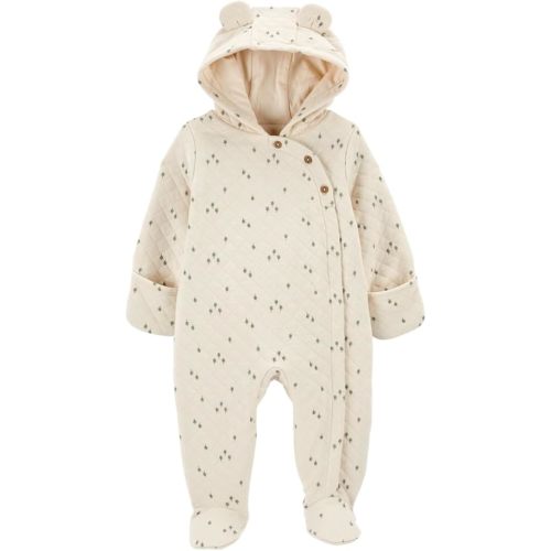 Carter's Baby Girls' and Baby Boys' Newborn-9M Hooded Quilted Pram Sleep & Play