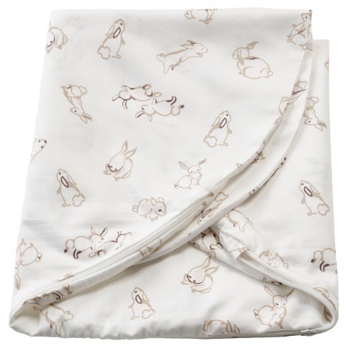 LEN Housse pour coussin d'allaitement - motif lapin/blanc 60x50x18 cm (23 ½x19 ¾x7 ")