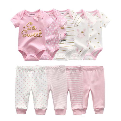 Falianni Baby Boy Girl Cotton Short Sleeve Bodysuit and Pants Gift Set, 9-Piece, Size:0-12M