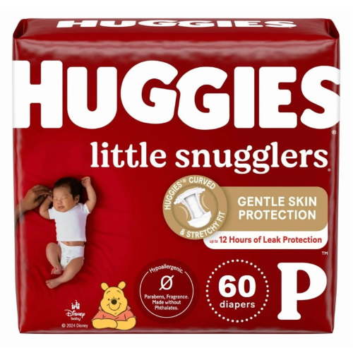 Huggies Little Snugglers Baby Diapers, Size Preemie (up to 6 lbs), 60 Ct