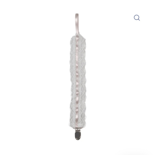 Legacy Pacifier Clip - Legacy White, Blessings Pink Ribbon
