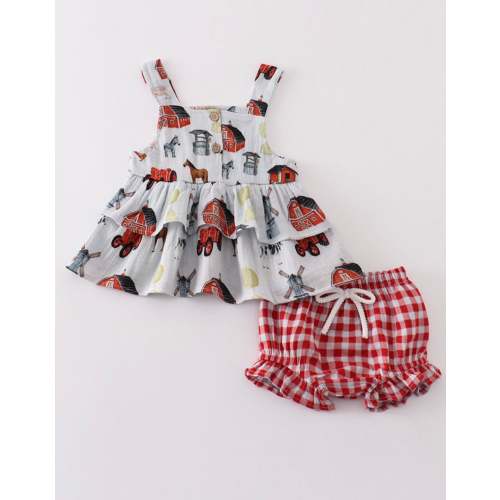 24 Months Muslin Ruffle Farm Set (FINAL SALE)