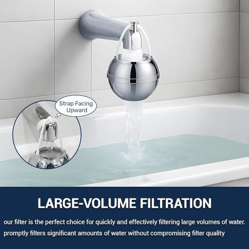 Bath Filter for Tub - Kinder Water Filter for Bathtub, Hard Water Softener to Remove Lead,Chlorine and Fluoride, Improve Skin, Hair and Nails Condition,Chrome