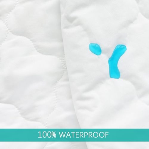 Mini Crib Mattress Protector Sheets Fitted Waterproof Mini Crib Mattress Pad Cover, Noiseless & Machine Wash 100% Absorbent Mattress Protector Sheet Quilted, White, 38" x 24"