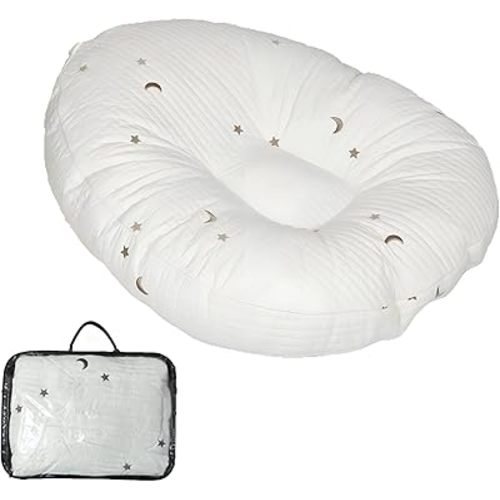 EFELIM Lounge Pillow with Cotton Cover Skin Friendly Multifunctional Floor Pillow with Handle Baby Shower (Golden)