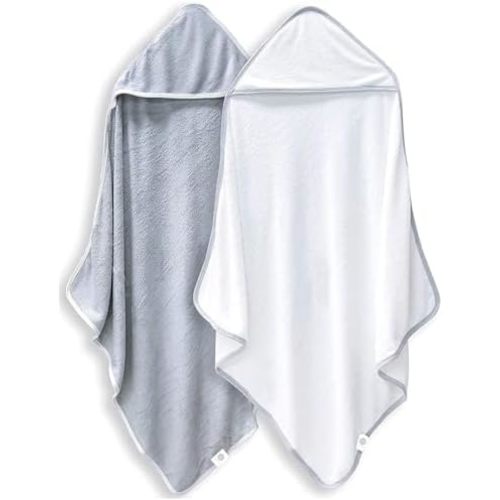 2 Pack Baby Bath Towel - Rayon Made from Bamboo, Ultra Soft Hooded Towels for Babies,Toddler,Infant - Newborn Essential -Perfect Baby Registry Gifts for Boy Girl